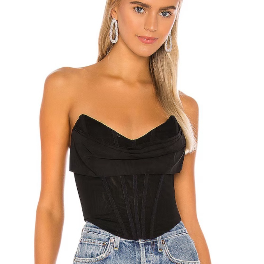 NBD Hailee Bustier Top Ivory Corset Boned mesh strapless Revolve NWT $168 Sz XXS